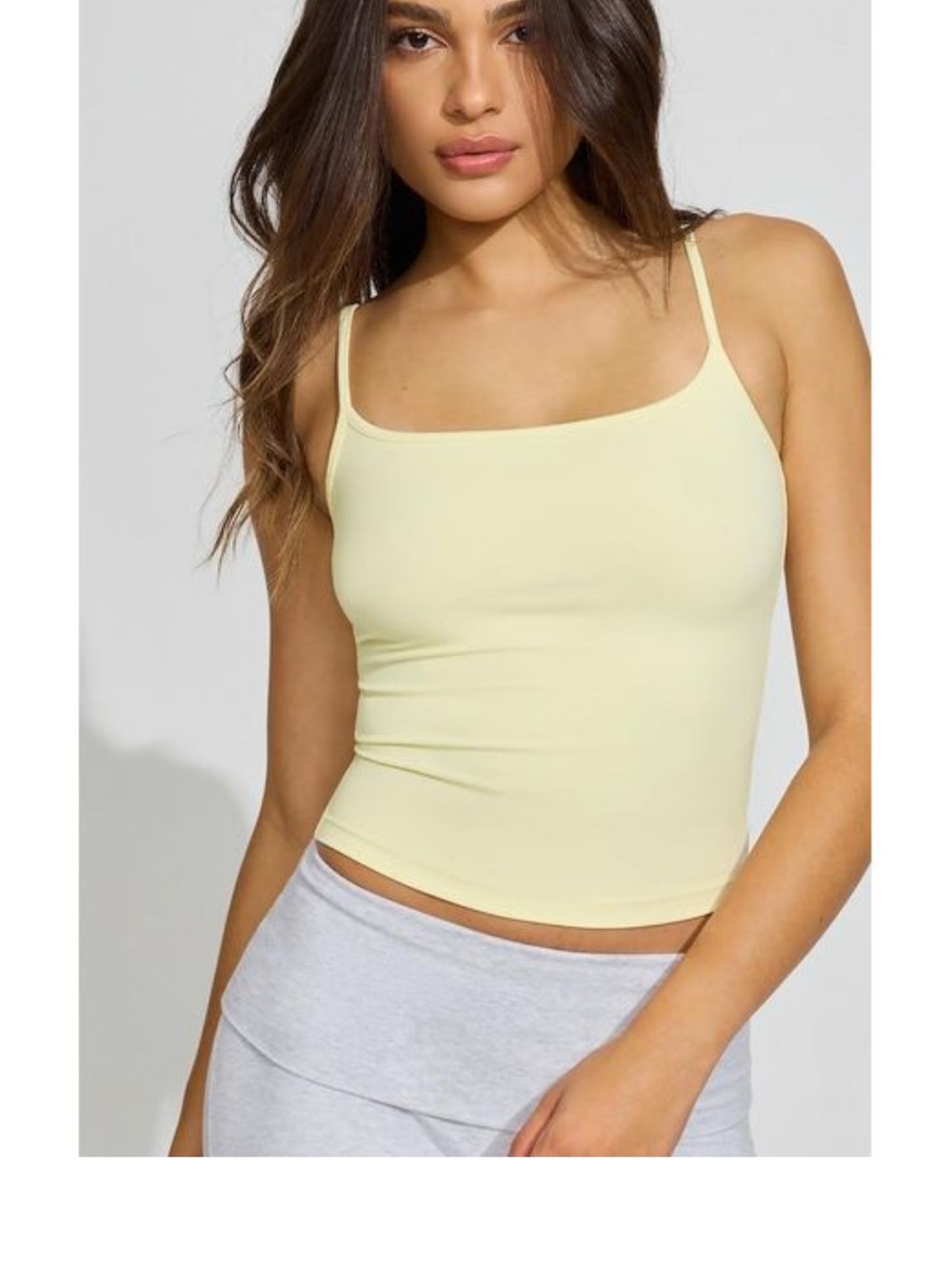 Garage Light Yellow Slim Strappy Camisole Sleek Scoop Butter Yellow